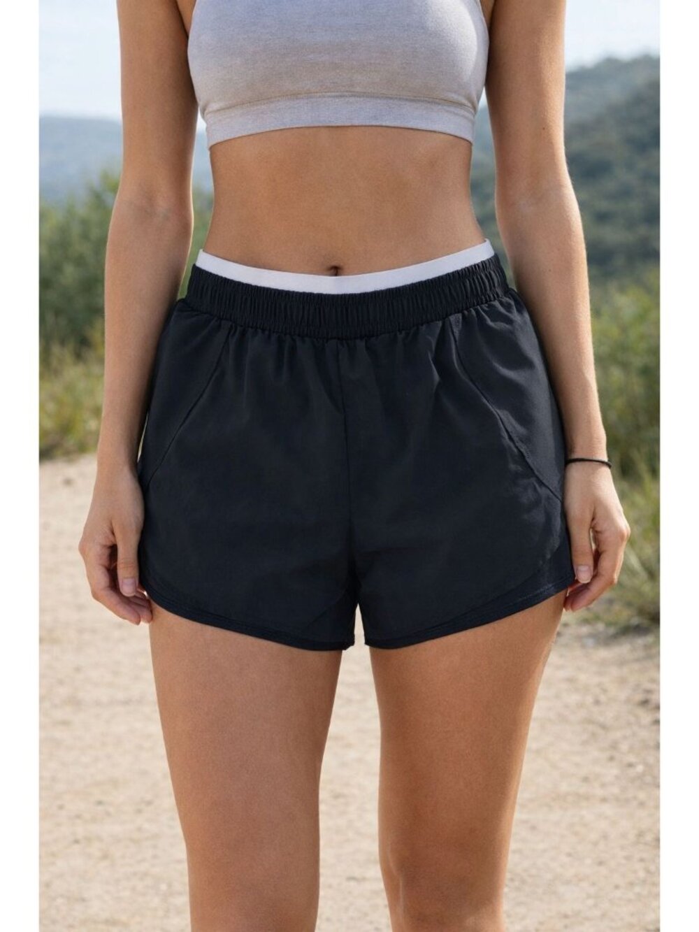 All In Motion Size XS Women's High Rise Woven Perforated 3" Inseam Shorts, Black